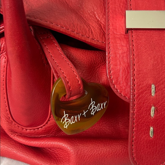 Barr + Barr Luxurious Red Leather Double Handle Travel Tote Bag Purse 🌺🌺 - Picture 3 of 11